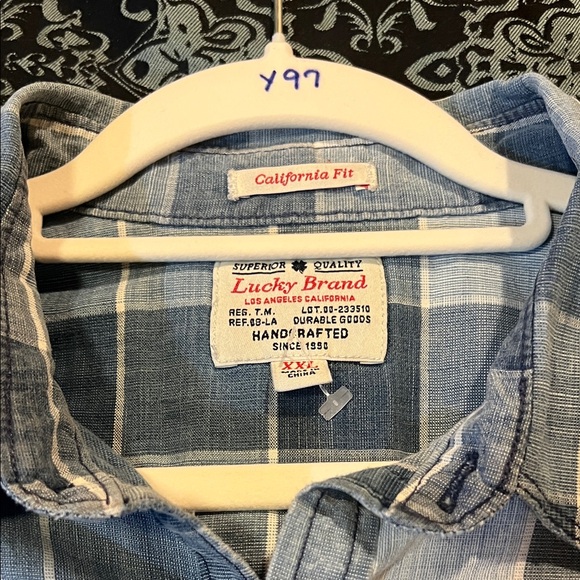 Lucky Brand Blue and White Plaid Men's Shirt - Picture 7 of 10